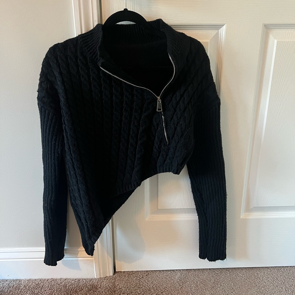 Asymmetrical black sweater